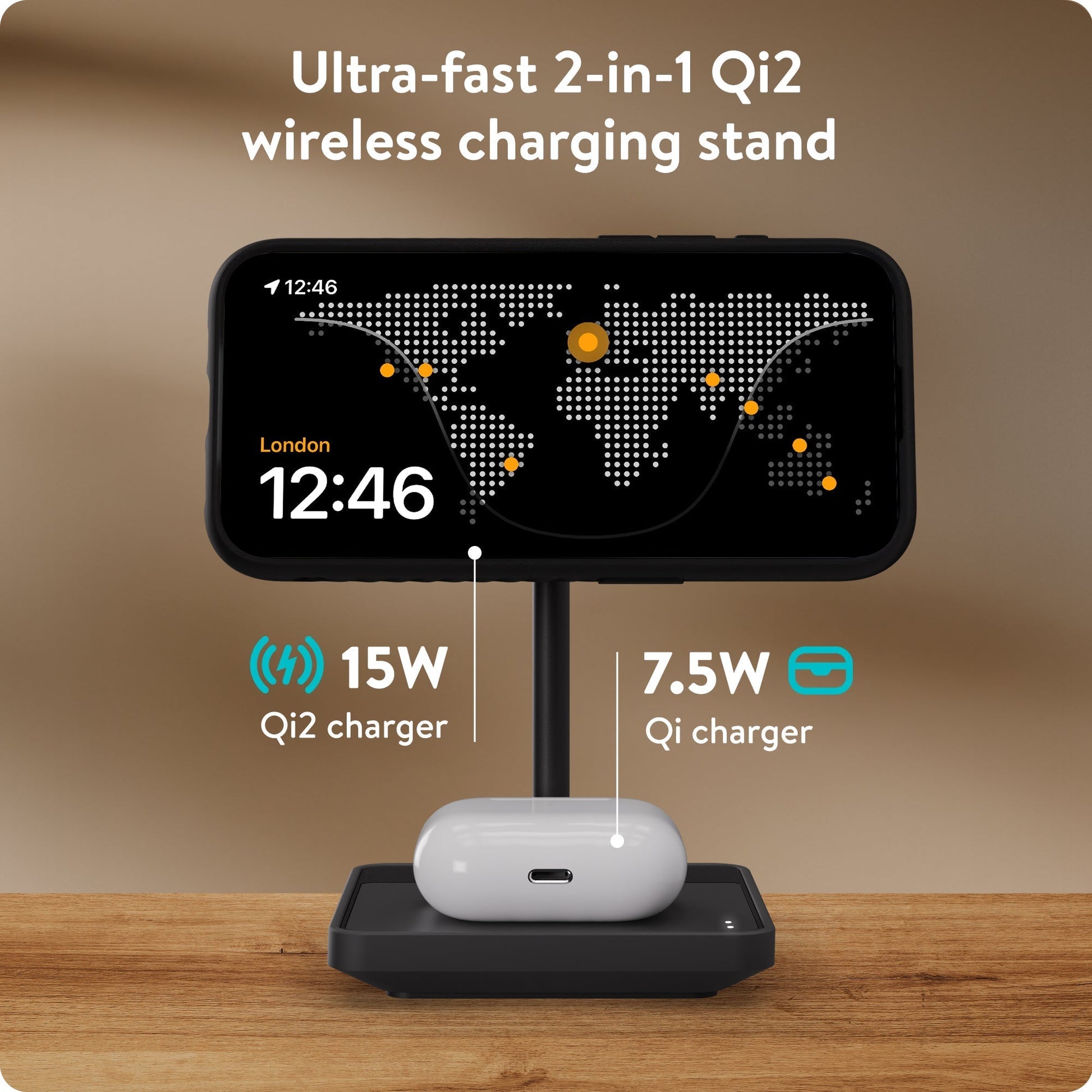 Wireless Charging Stand - Matte Black - US 1538