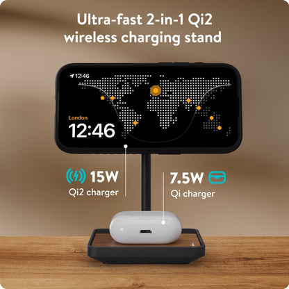 Wireless Charging Stand - Walnut - US 3846