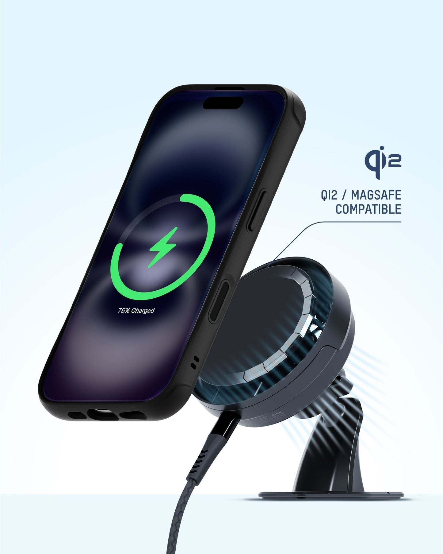 Adhesive Wireless Charging Car Mount - With Qi2 - US 1945