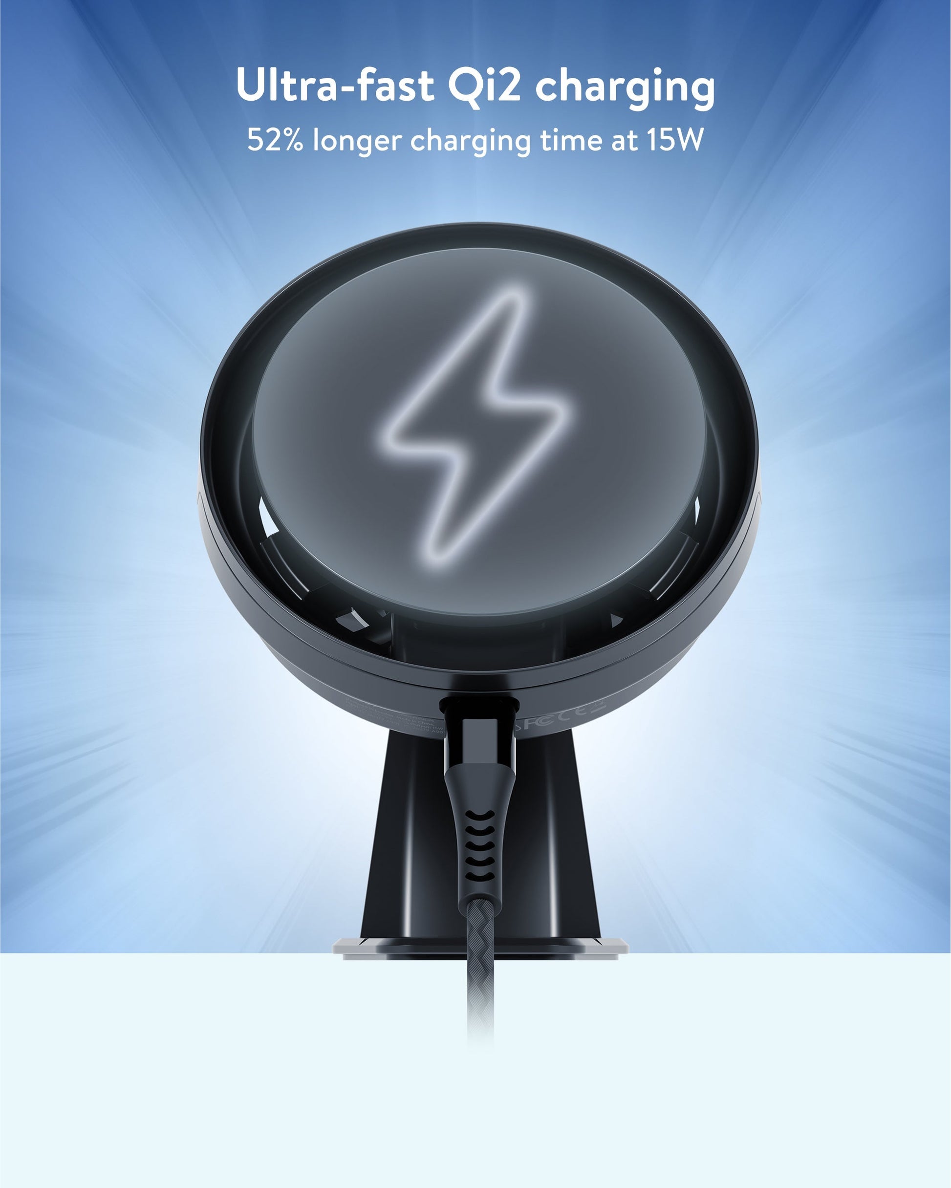 Adhesive Wireless Charging Car Mount - With Qi2 - US 1945