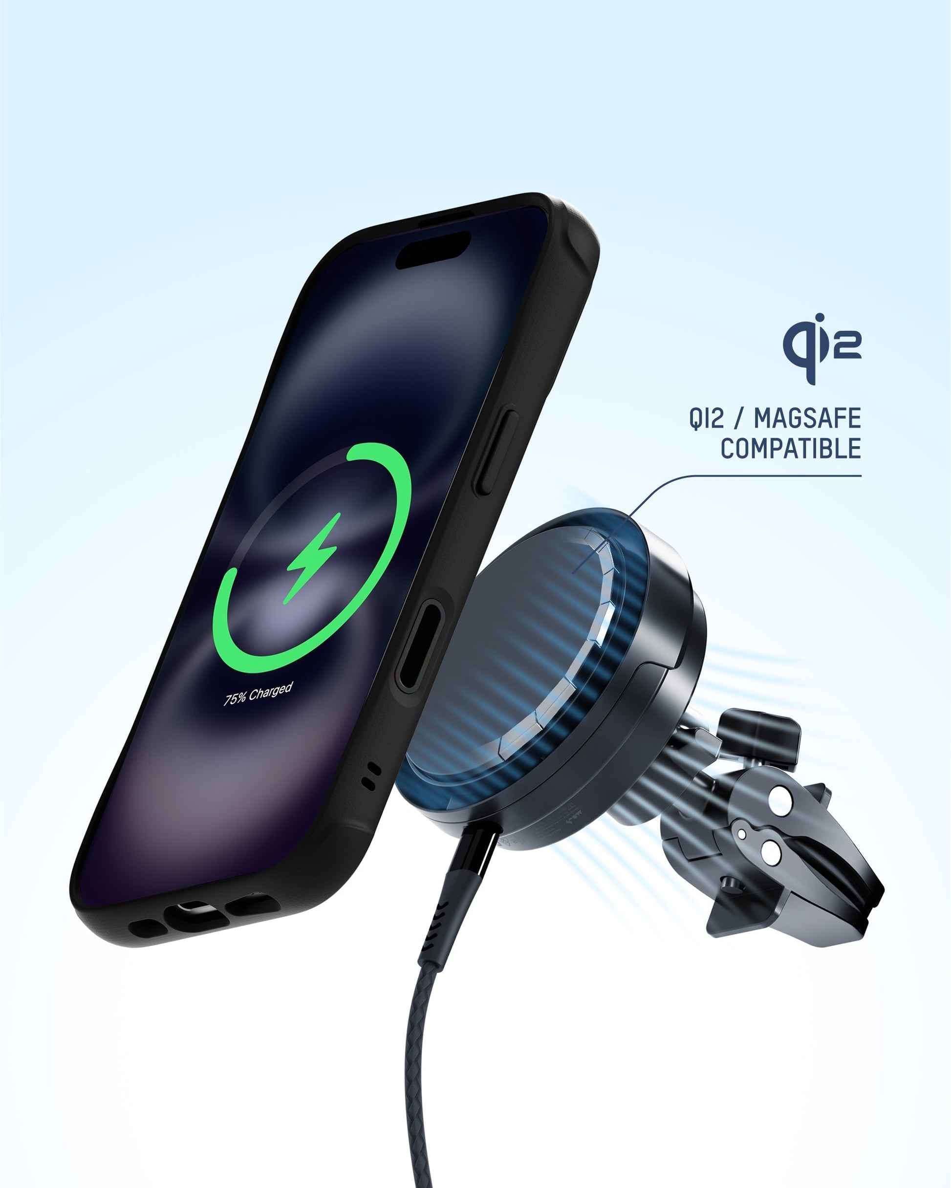 Wireless Charging Car Vent Clip - With Qi2 - US 4826