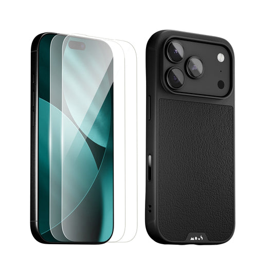 Black Leather Protective Case and Screen Protector - Apple Essentials Kit - US 1601